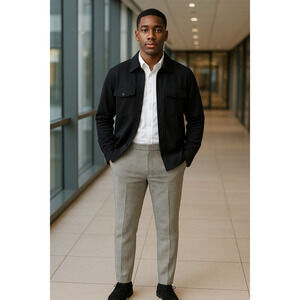 Asos mens tweed preppy academia pants green/white micro weave Size W34 L32